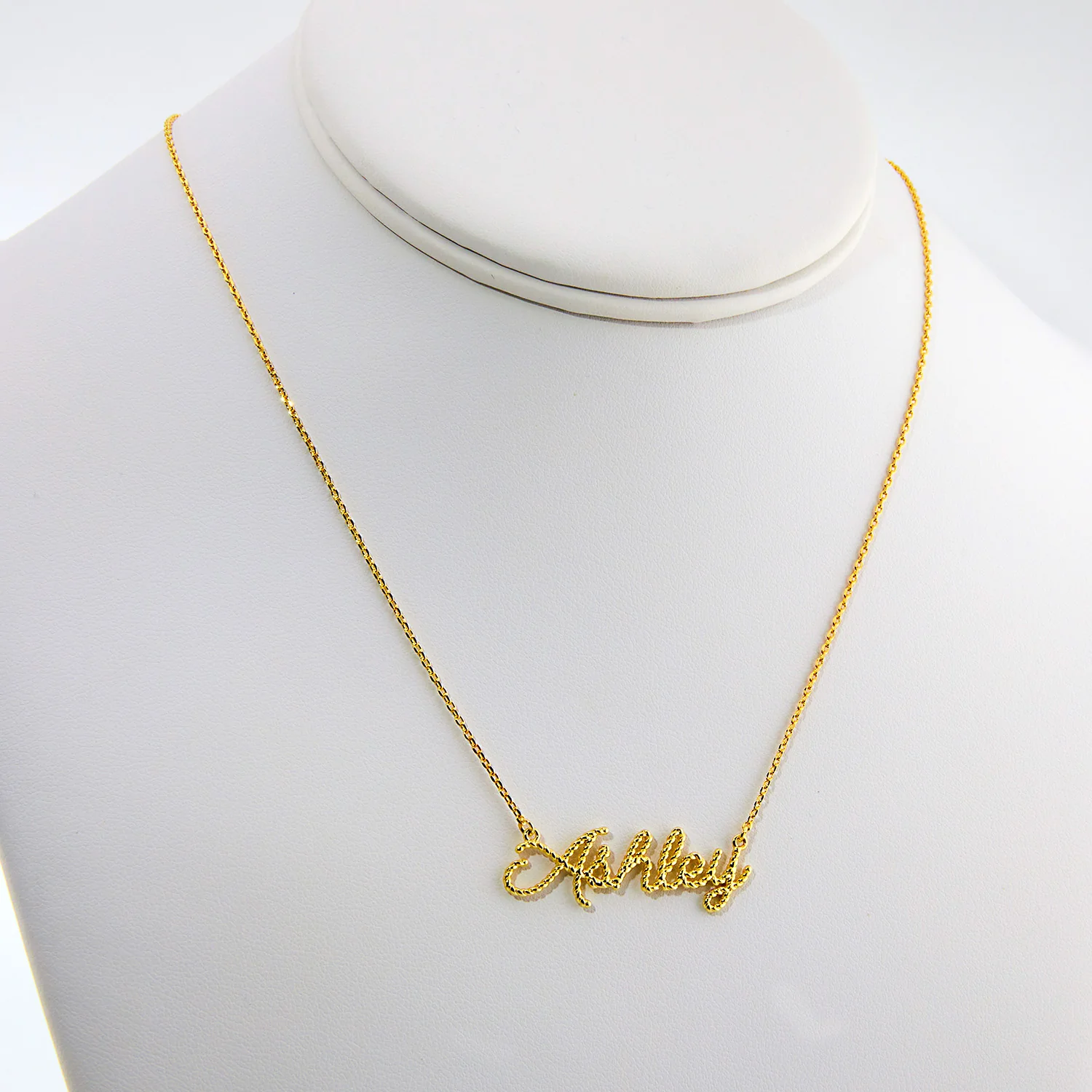 Personalized Roped Script Name Plaque Necklace - Image 6