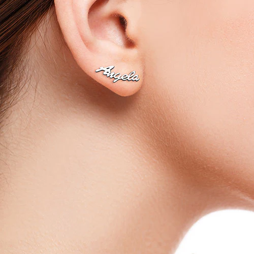 Personalized Script Name Earrings - Image 4