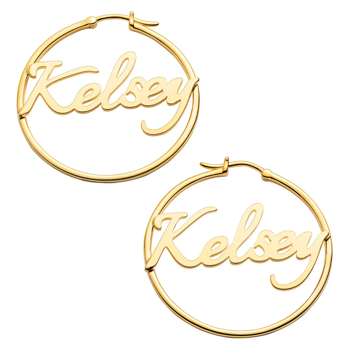 Personalized Script Name Medium Hoop Earrings - Image 5