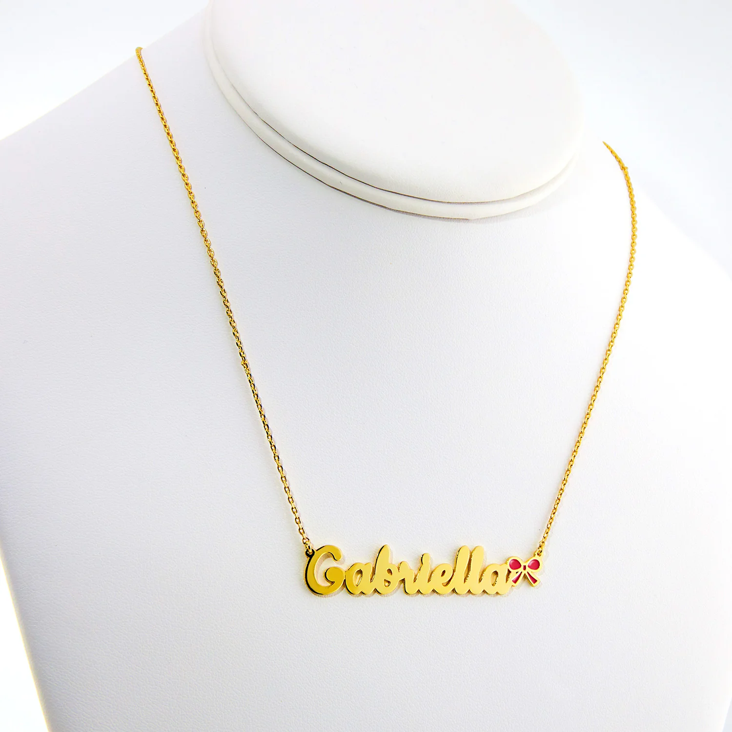 Personalized Script Name Necklace with Enamel Bow Accent - Image 6