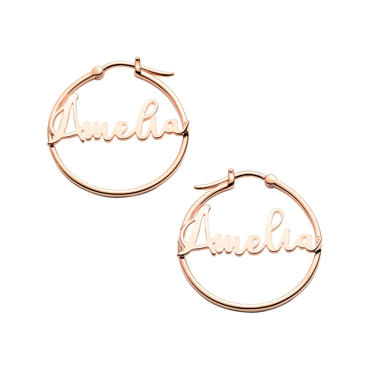 Personalized Script Name Small Hoop Earrings - Image 8