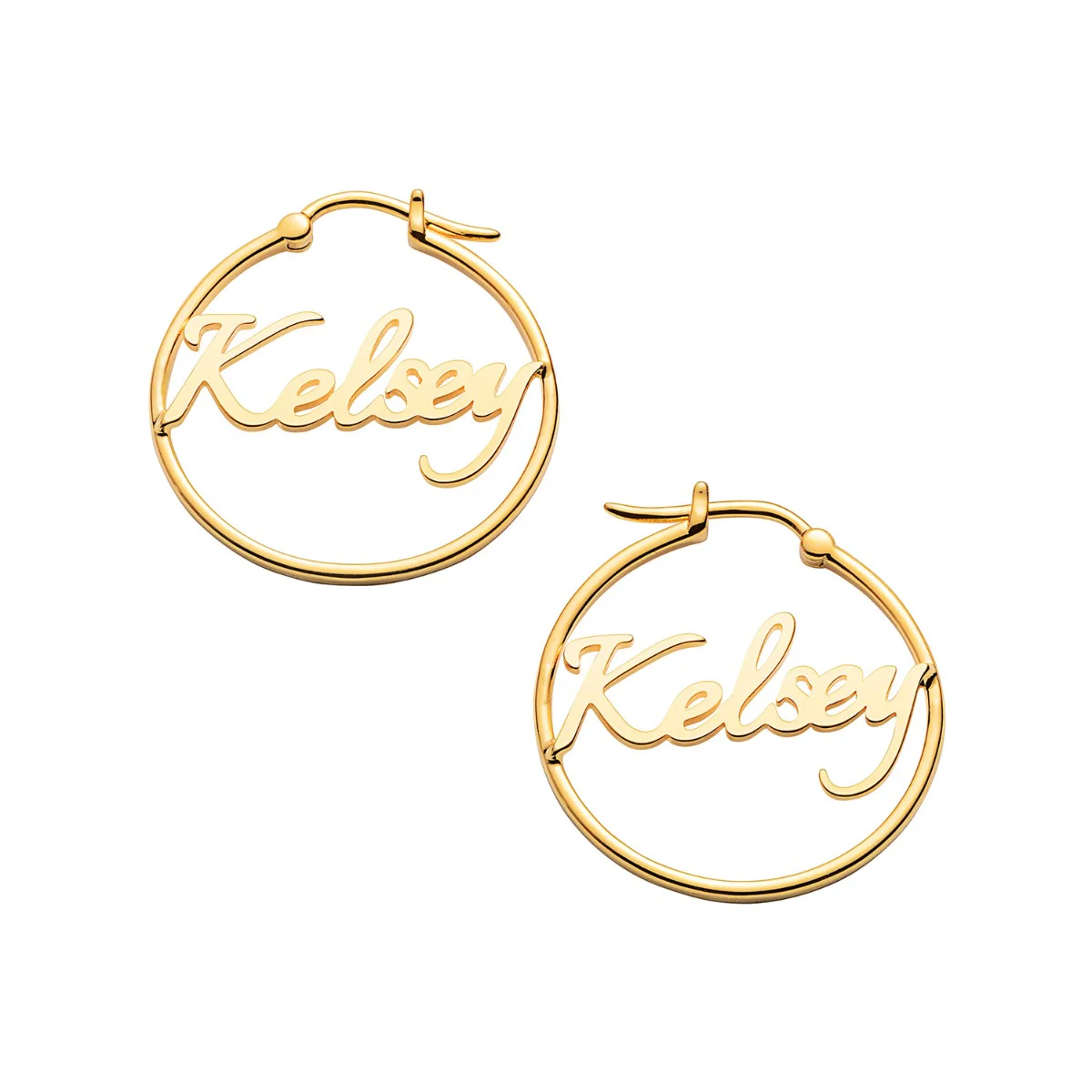 Personalized Script Name Small Hoop Earrings - Image 5