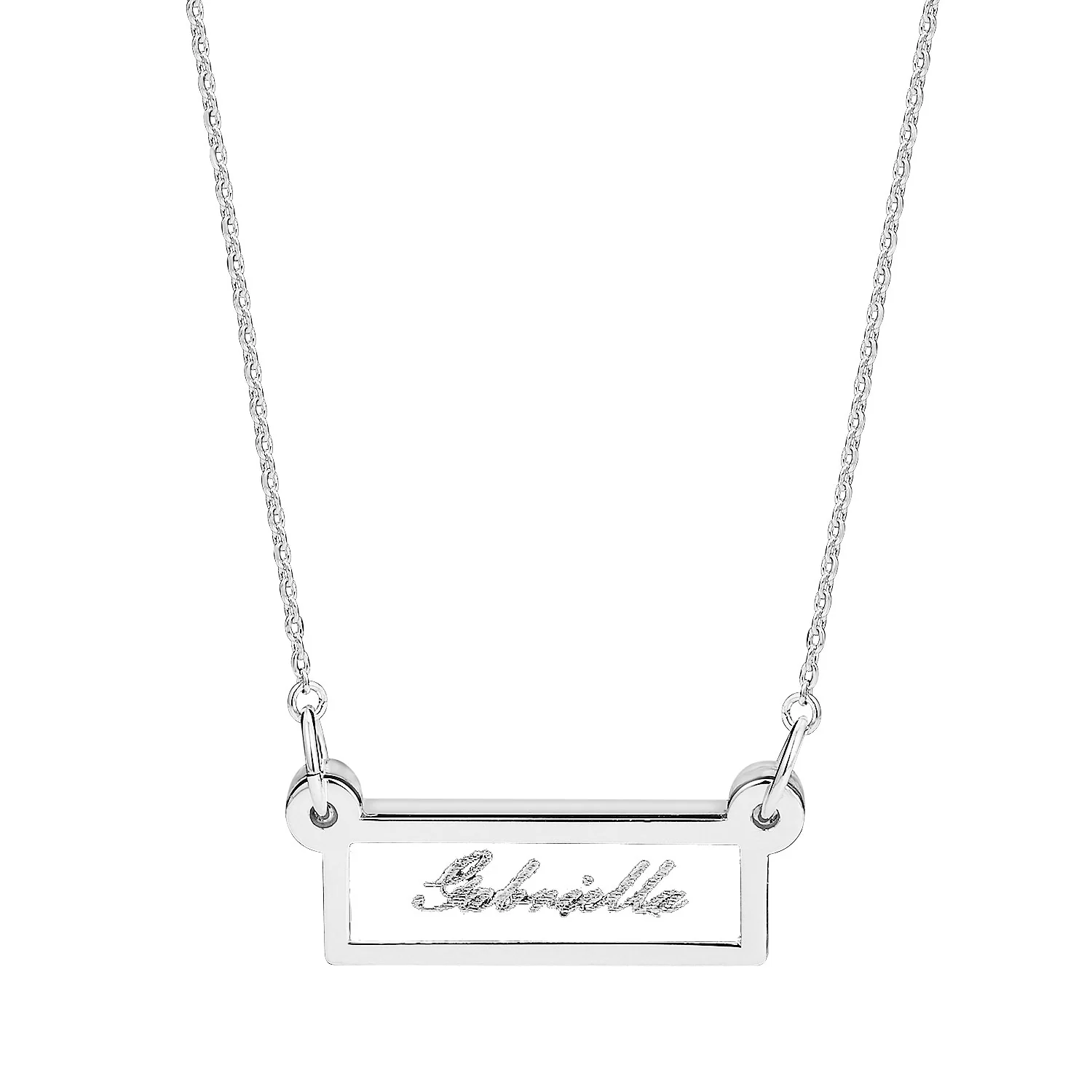 Personalized Silver Etched Name Clear Acrylic Bar Necklace - Image 2