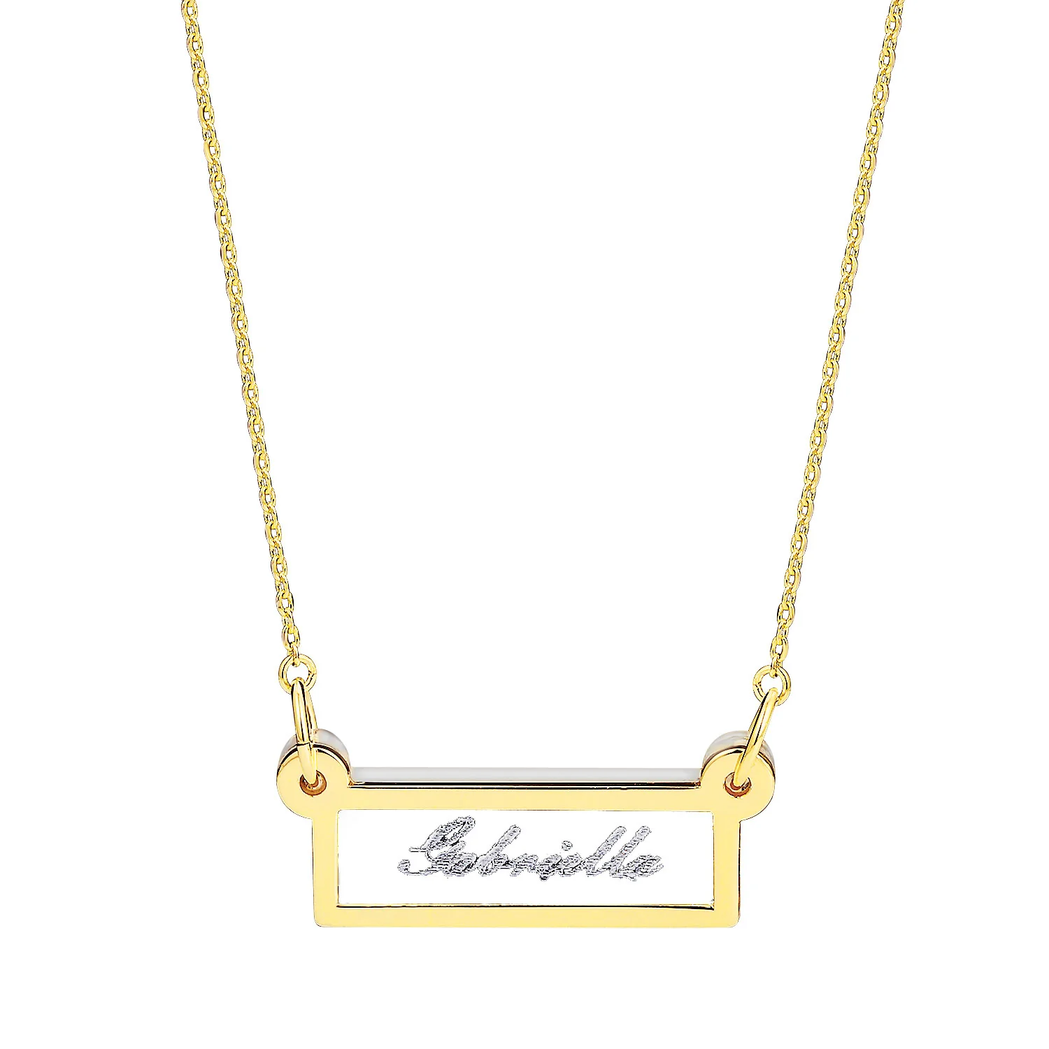 Personalized Silver Etched Name Clear Acrylic Bar Necklace - Image 4