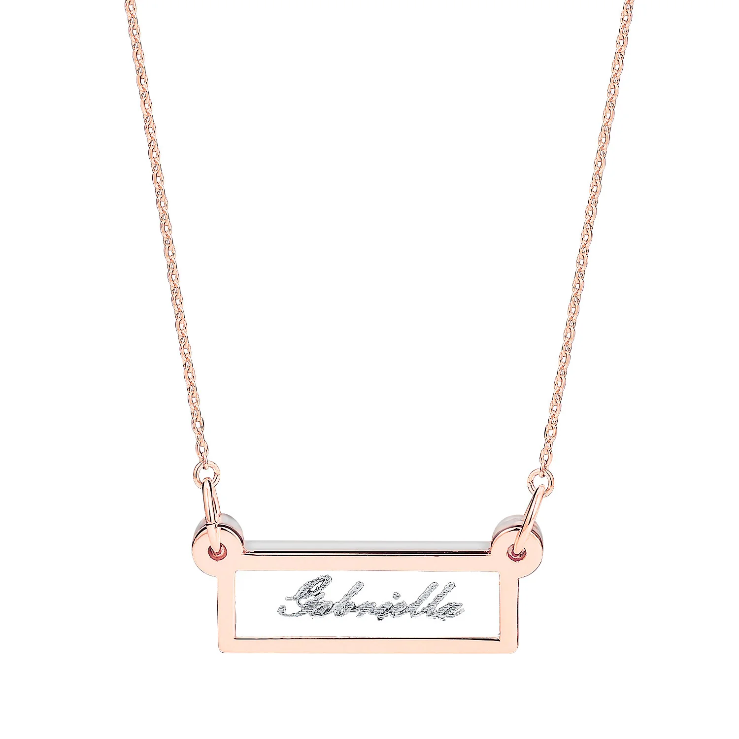 Personalized Silver Etched Name Clear Acrylic Bar Necklace - Image 5