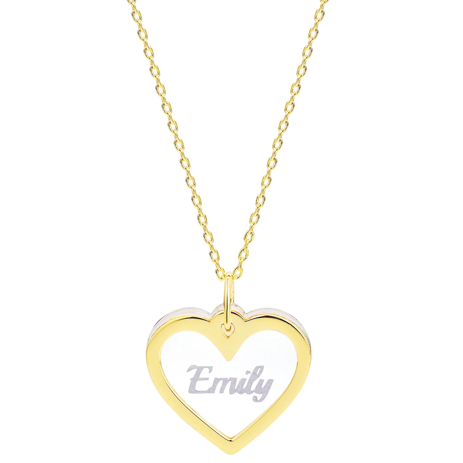 Personalized Silver Etched Name Clear Acrylic Heart Necklace - Image 4