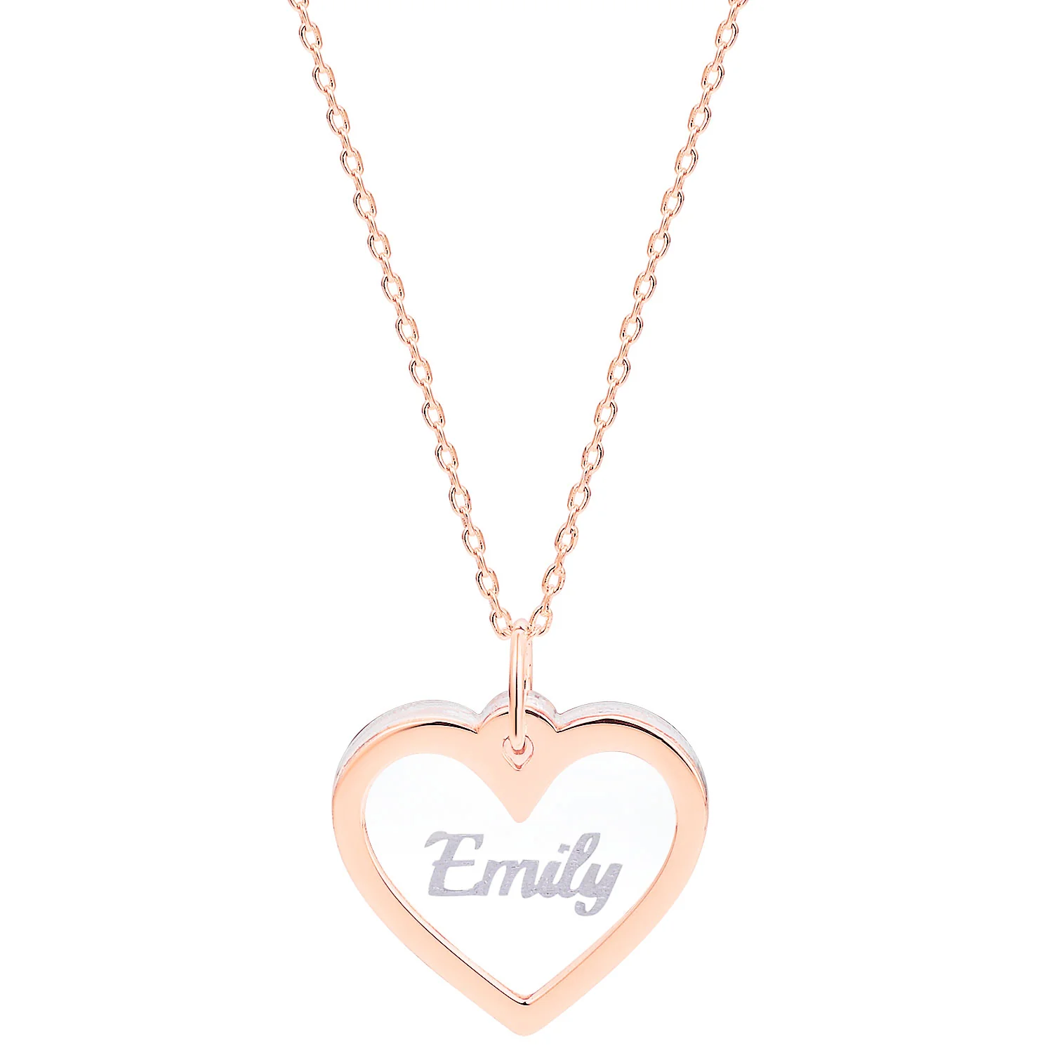 Personalized Silver Etched Name Clear Acrylic Heart Necklace - Image 5