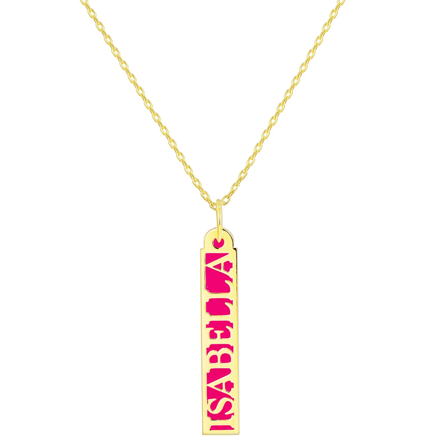 Personalized Silver Vertical Name Bar with Acrylic Pendant Necklace - Image 4