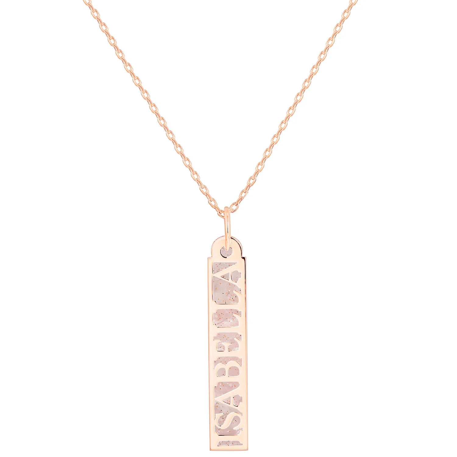 Personalized Silver Vertical Name Bar with Acrylic Pendant Necklace - Image 5
