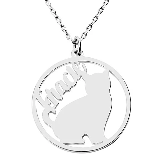 Personalized Sitting Cat Silhouette Necklace - Image 2