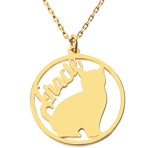 Personalized Sitting Cat Silhouette Necklace - Image 4
