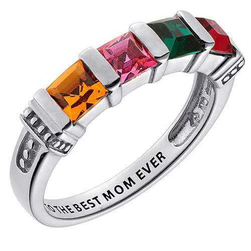 Personalized Square Birthstone Ring - 4 Stones - Image 3