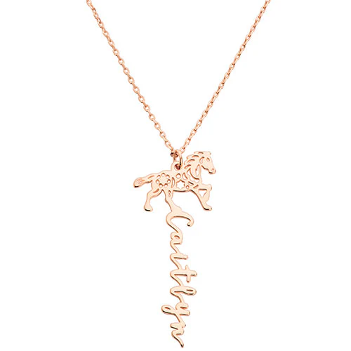 Personalized Vertical Script Name with Chinese Zodiac Sign Necklace - Image 6