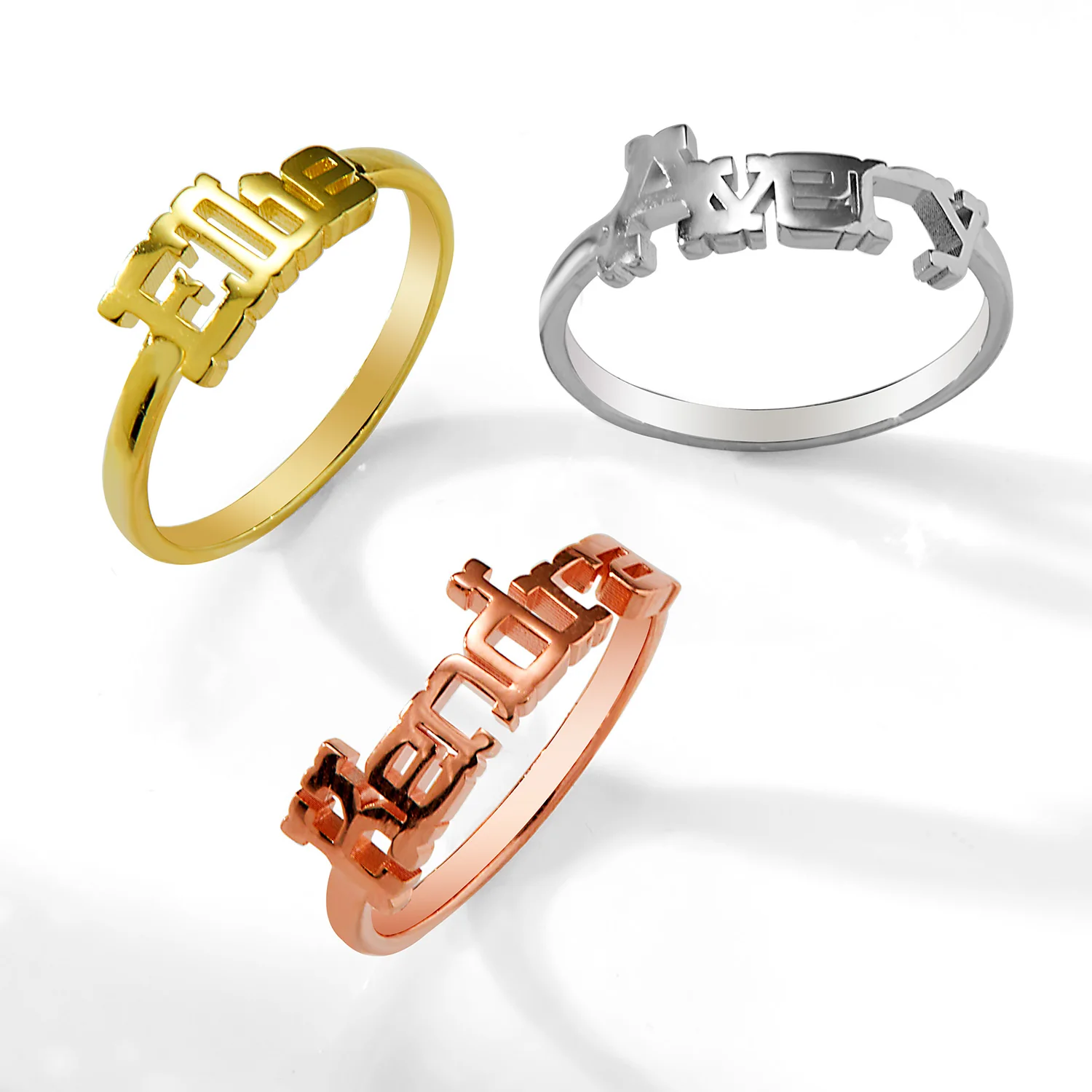Personalized Western Font Name Plaque Ring - Gold Plated - Image 5