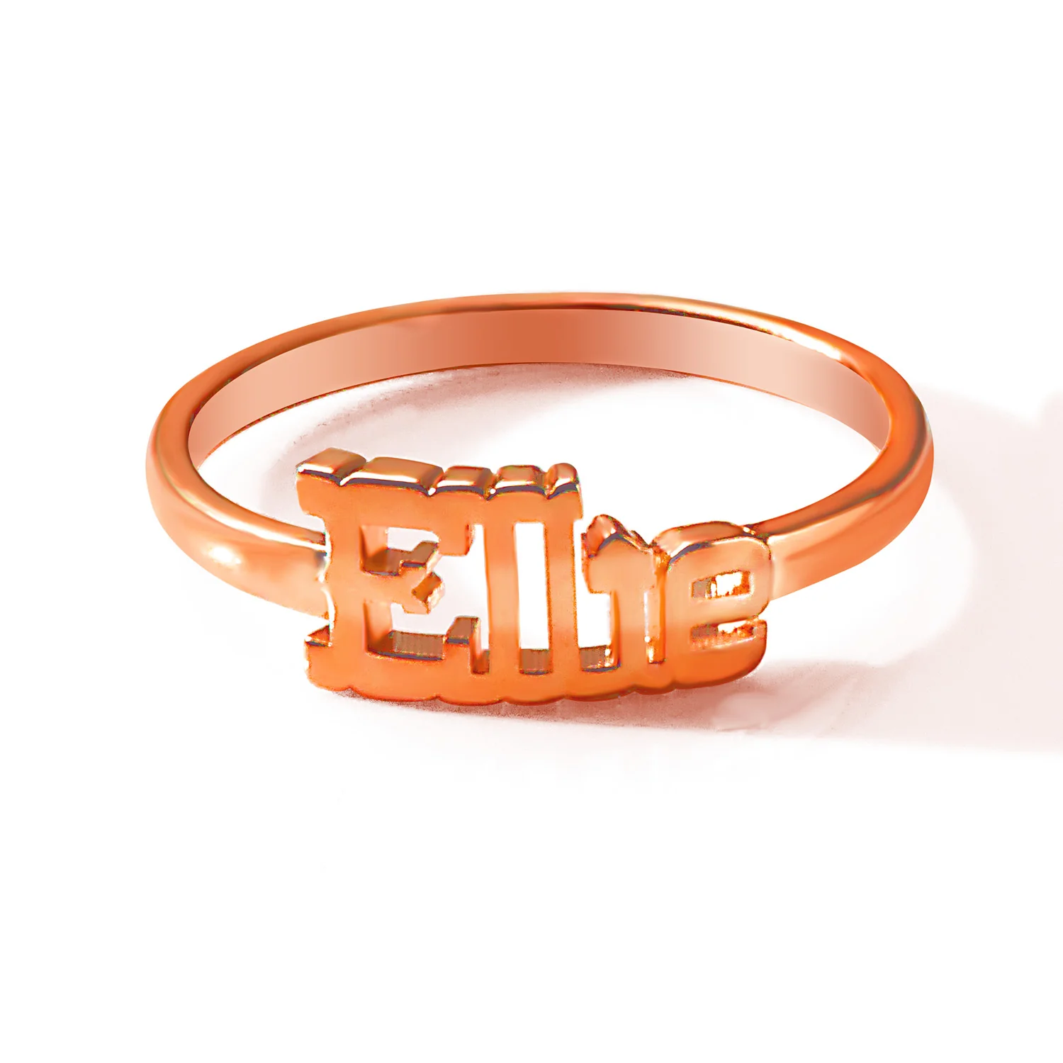 Personalized Western Font Name Plaque Ring - Rose Gold Plated