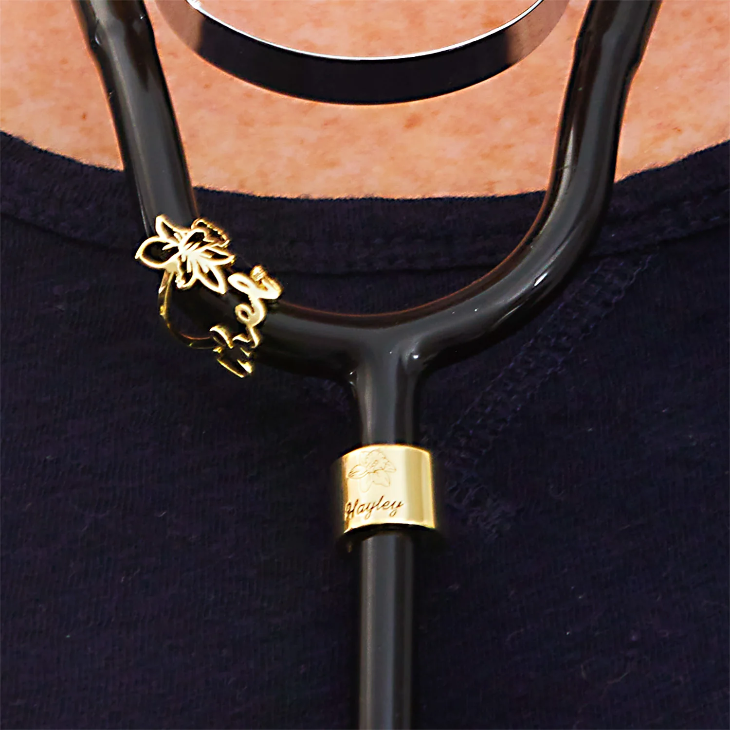 Personalized Wide Band Stethoscope Slide Charm – Silver, Gold & Rose Gold Plated - Image 6