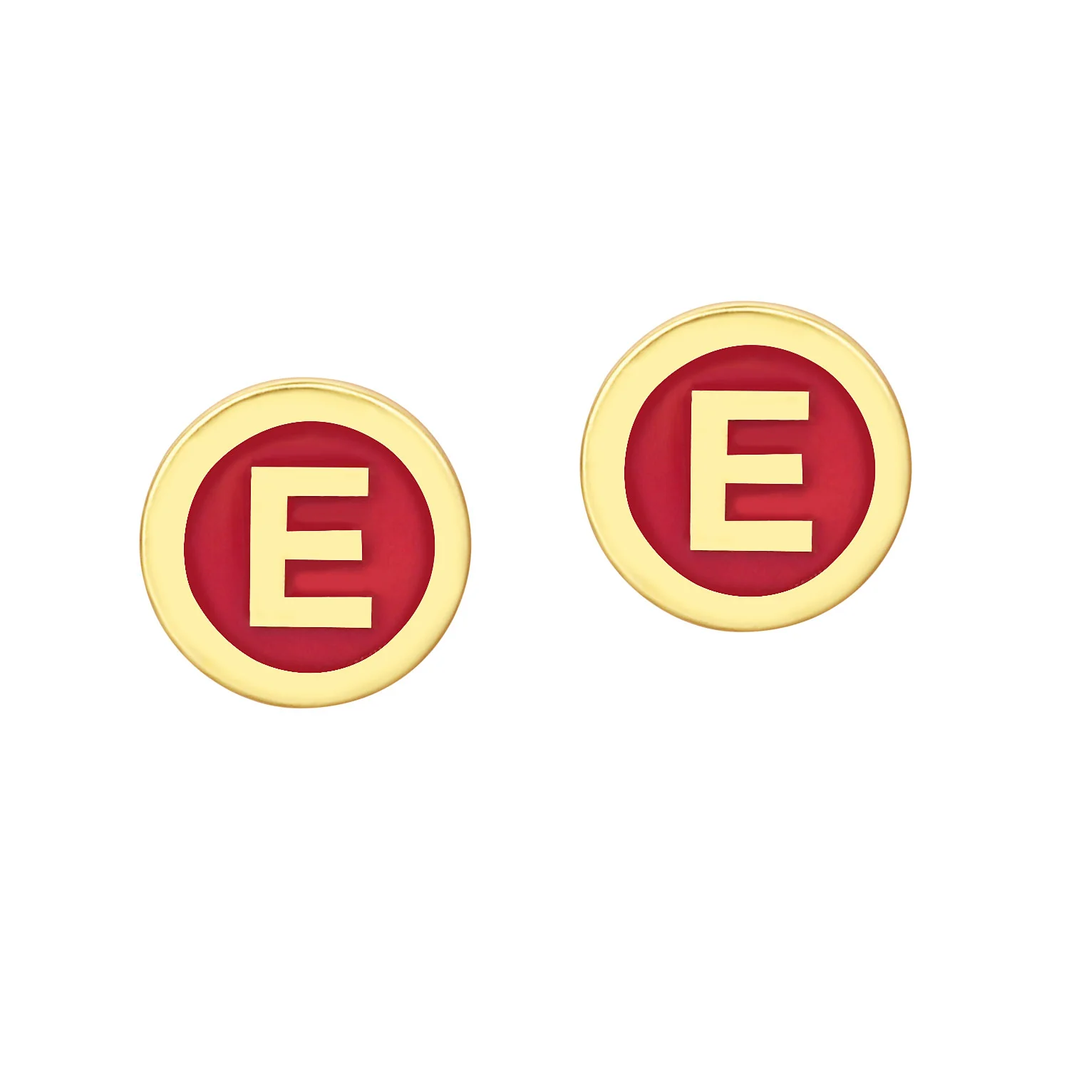 Petite Circle Initial Enamel Button Earrings - Image 4