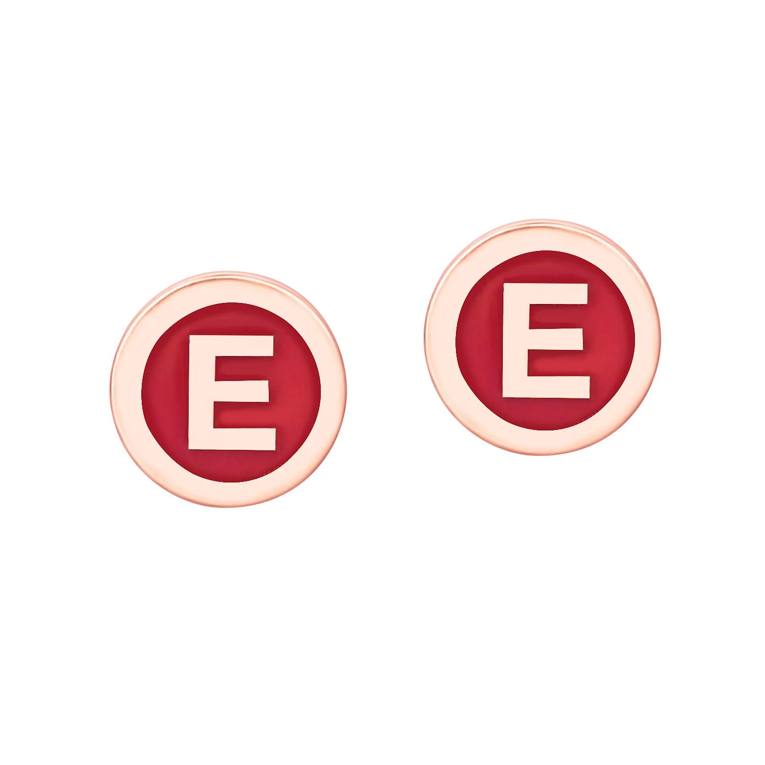 Petite Circle Initial Enamel Button Earrings - Image 5