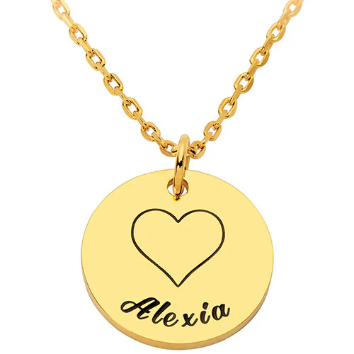Petite Engraved Name and Heart Disc Necklace - Image 4