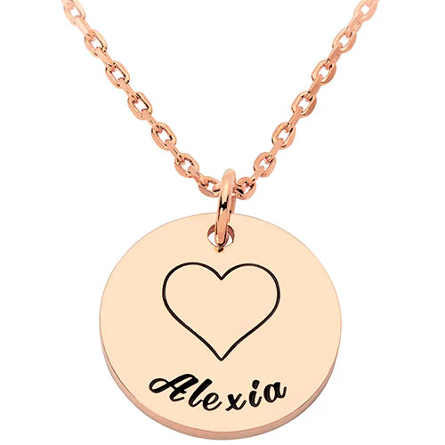 Petite Engraved Name and Heart Disc Necklace - Image 6