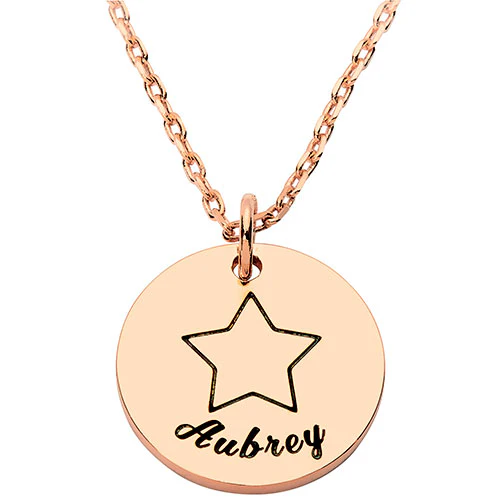 Petite Engraved Name and Star Disc Necklace - Image 6
