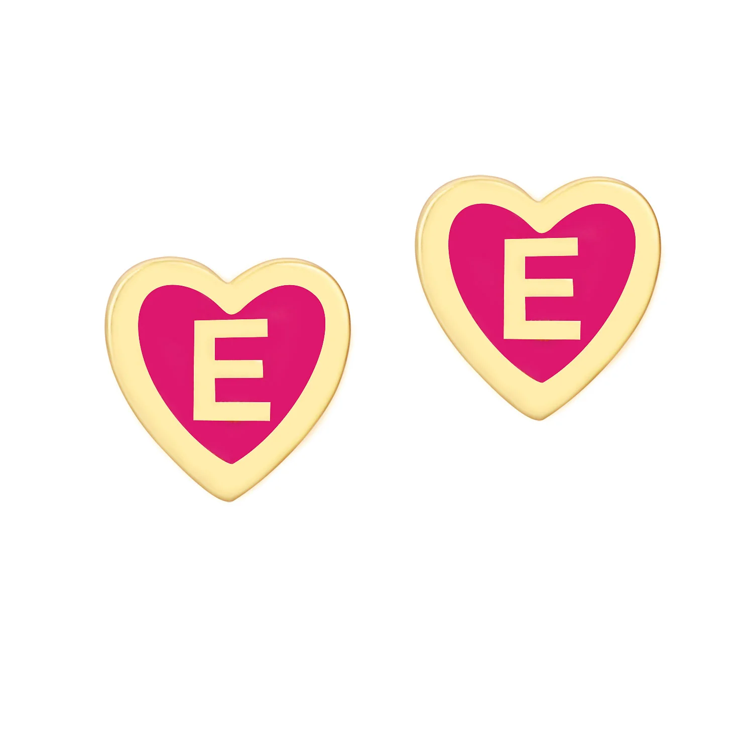 Petite Heart Initial Enamel Button Earrings - Image 4