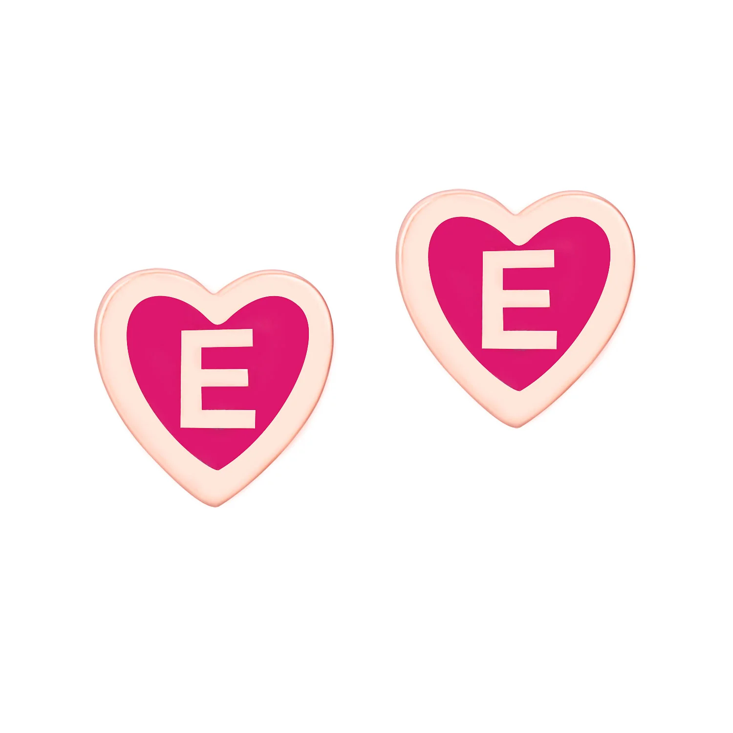 Petite Heart Initial Enamel Button Earrings - Image 5
