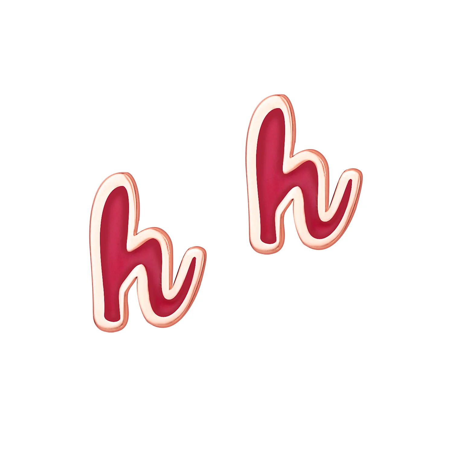Petite Lowercase Script Initial Enamel Button Earrings - Image 5