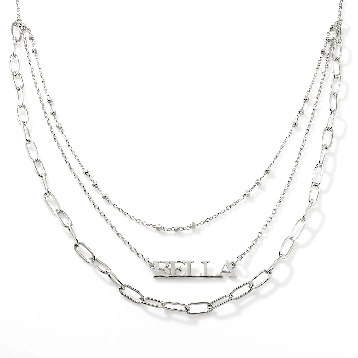Petite Name Plaque Layered Multichain Necklace