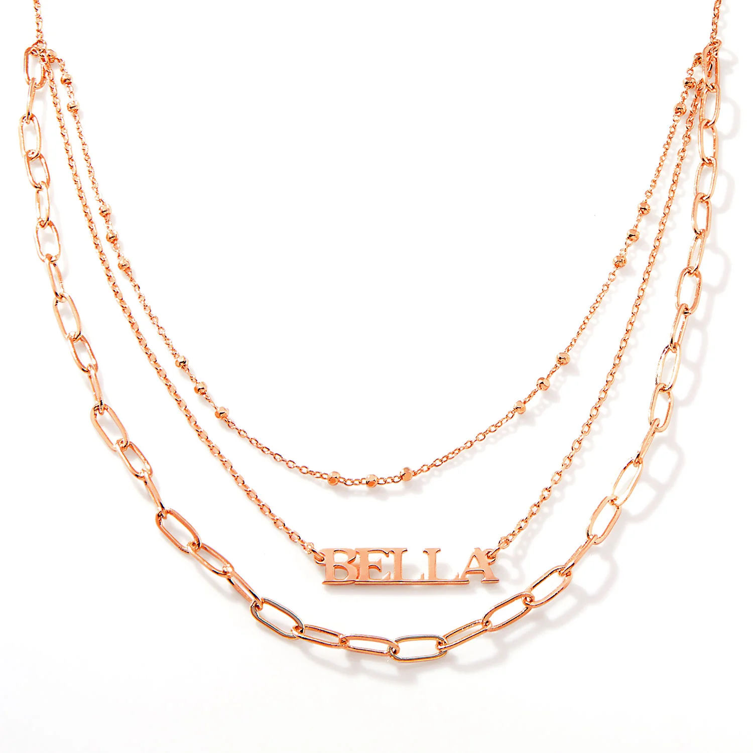 Petite Name Plaque Layered Multichain Necklace - Image 5
