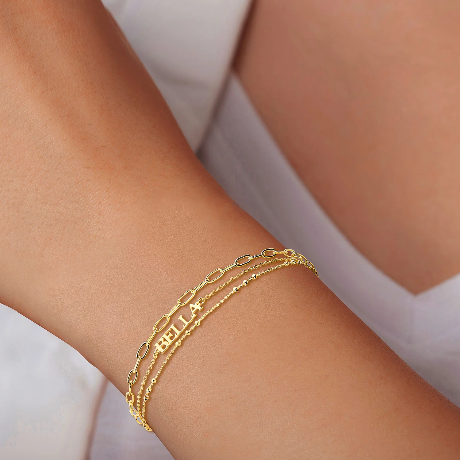 Petite Name Plaque Multichain Bracelet - Image 2
