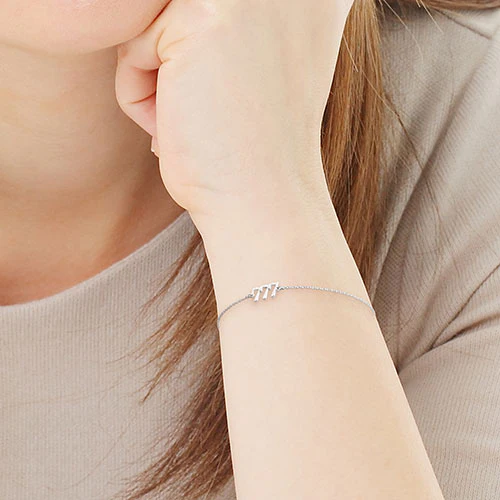 Petite Script Angel Number Bracelet - Image 5