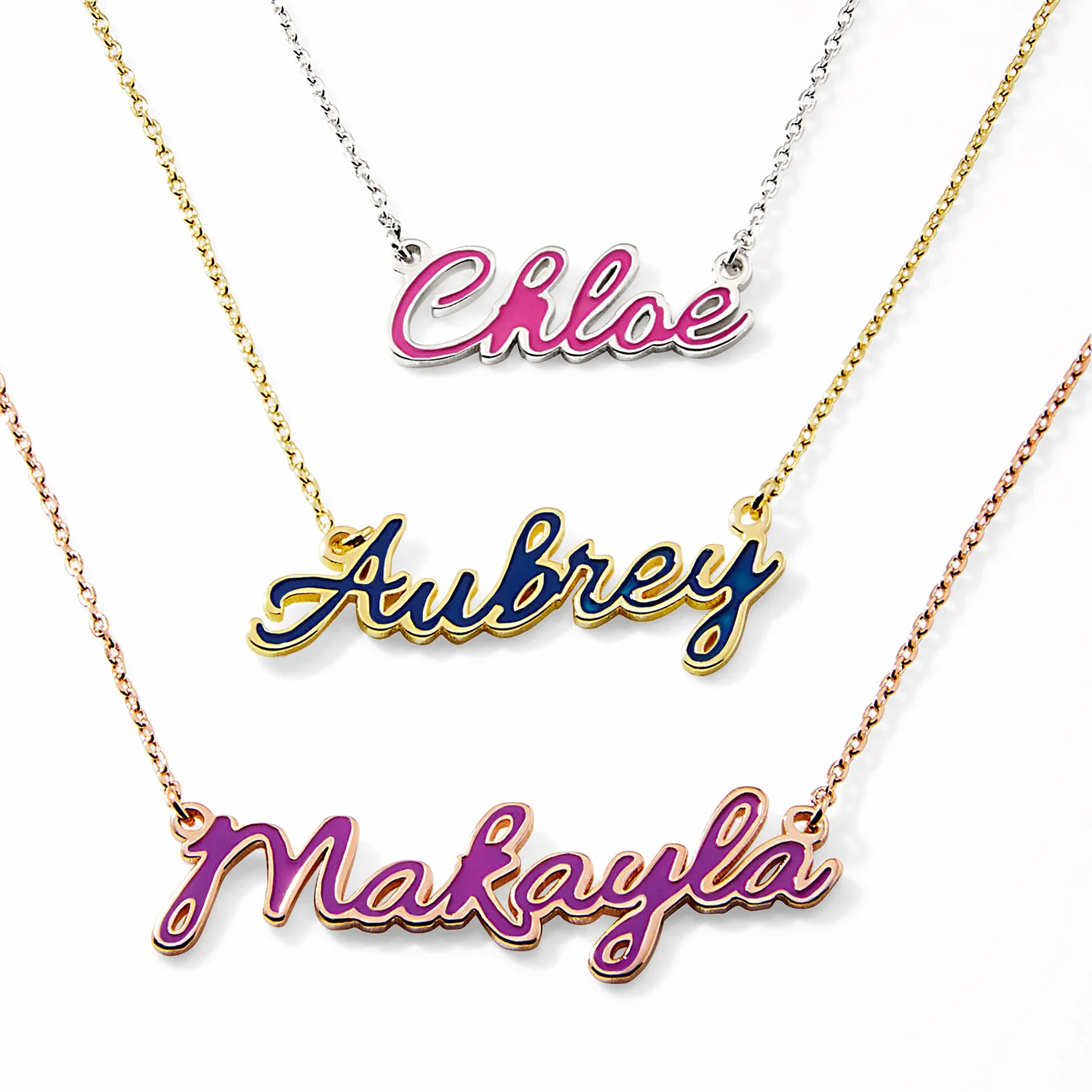 Petite Script Enamel Name Necklace