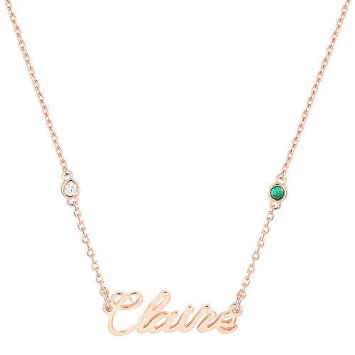 Petite Script Name and Birthstone Necklace - Image 6