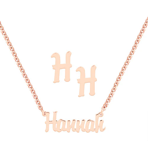 Petite Script Name Necklace and Initial Earring Set - Image 7