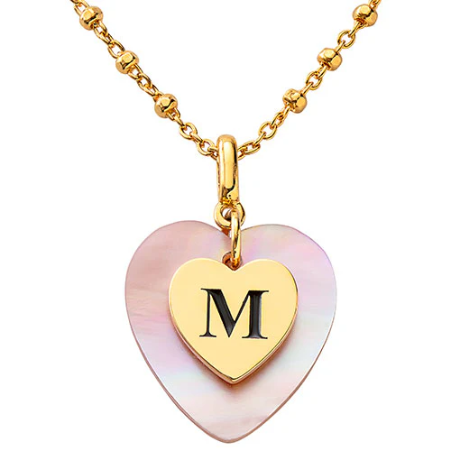 Pink Pearl Heart Initial Necklace - Image 4