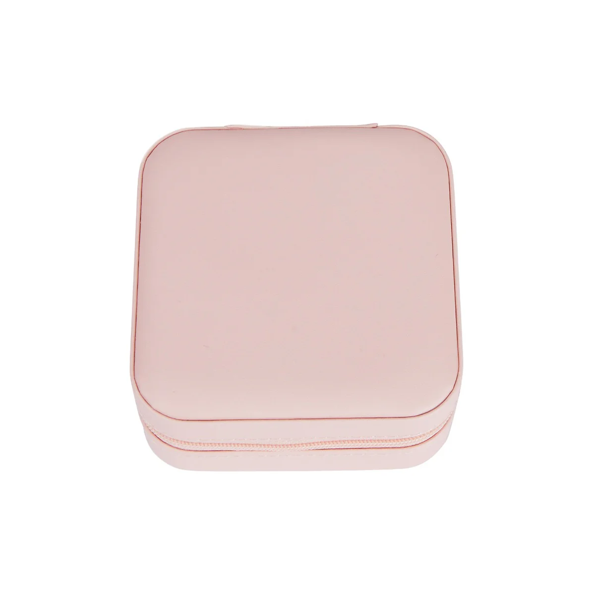 Pink Zip Travel Jewelry Case with Slim Gold Tone Monogram - Image 3