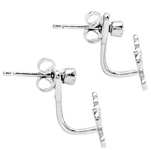 Plated Bubble Script Name and Birthstone Front/ Back Earrings - Image 5