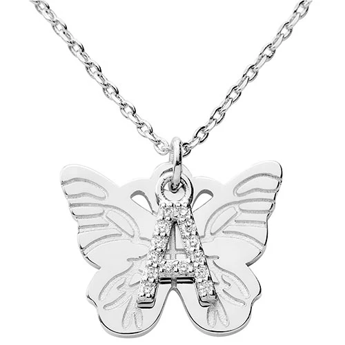 Plated CZ Initial Butterfly Necklace - Image 2