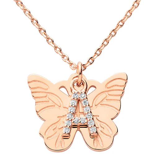 Plated CZ Initial Butterfly Necklace - Image 6