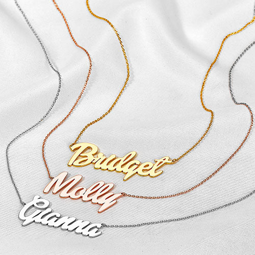 Plated Medium Bold Script Name Necklace - Image 2