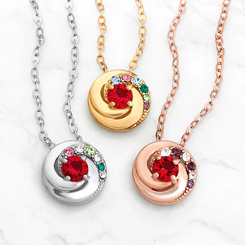 Plated Mother's and Family Birthstone Swirl Necklace
