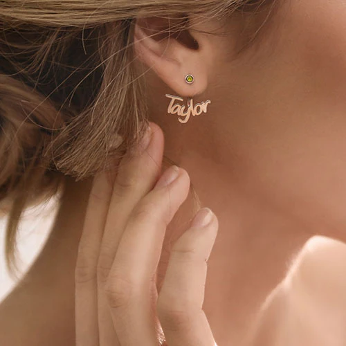 Plated Name and Birthstone Front/ Back Earrings - Image 12