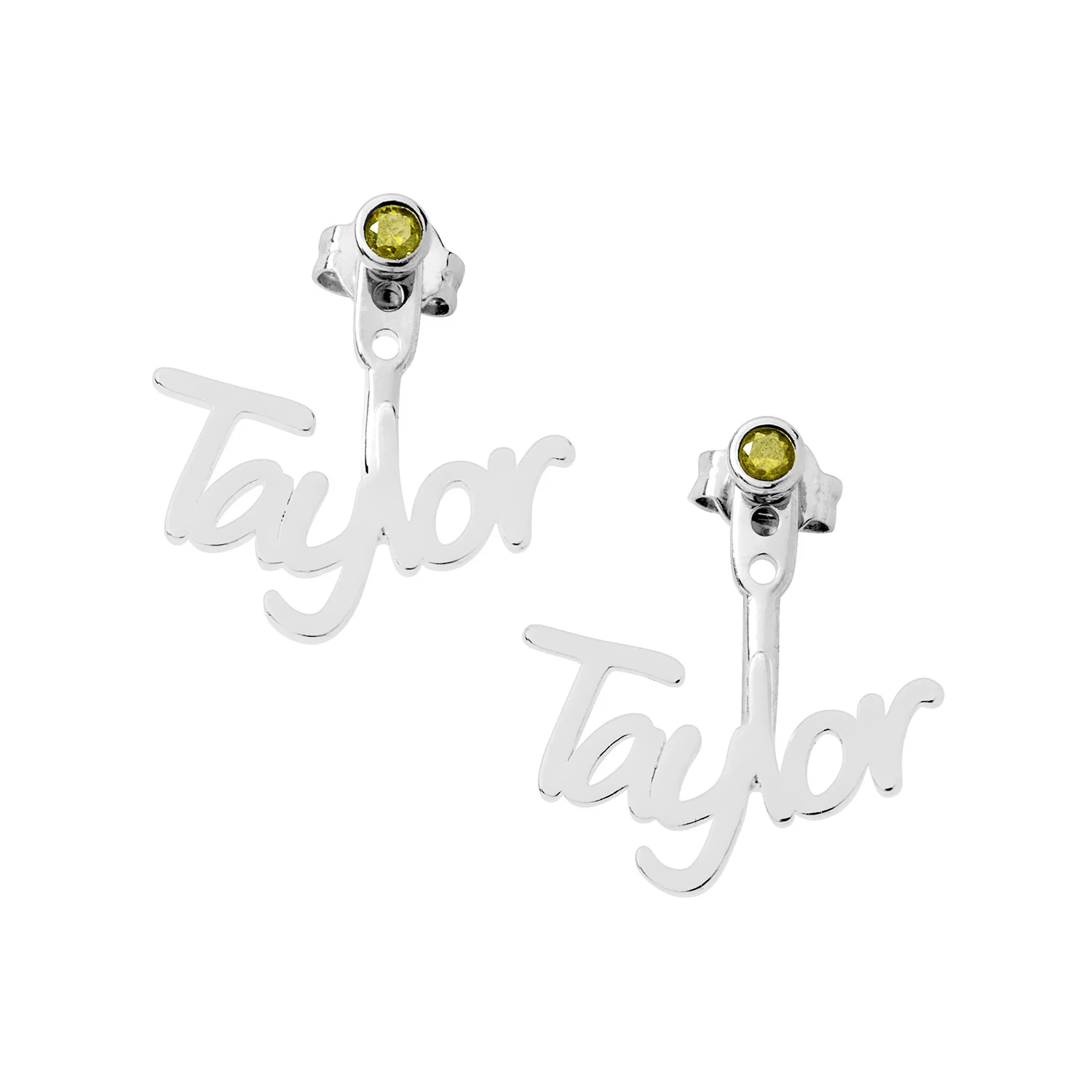 Plated Name and Birthstone Front/ Back Earrings - Image 3