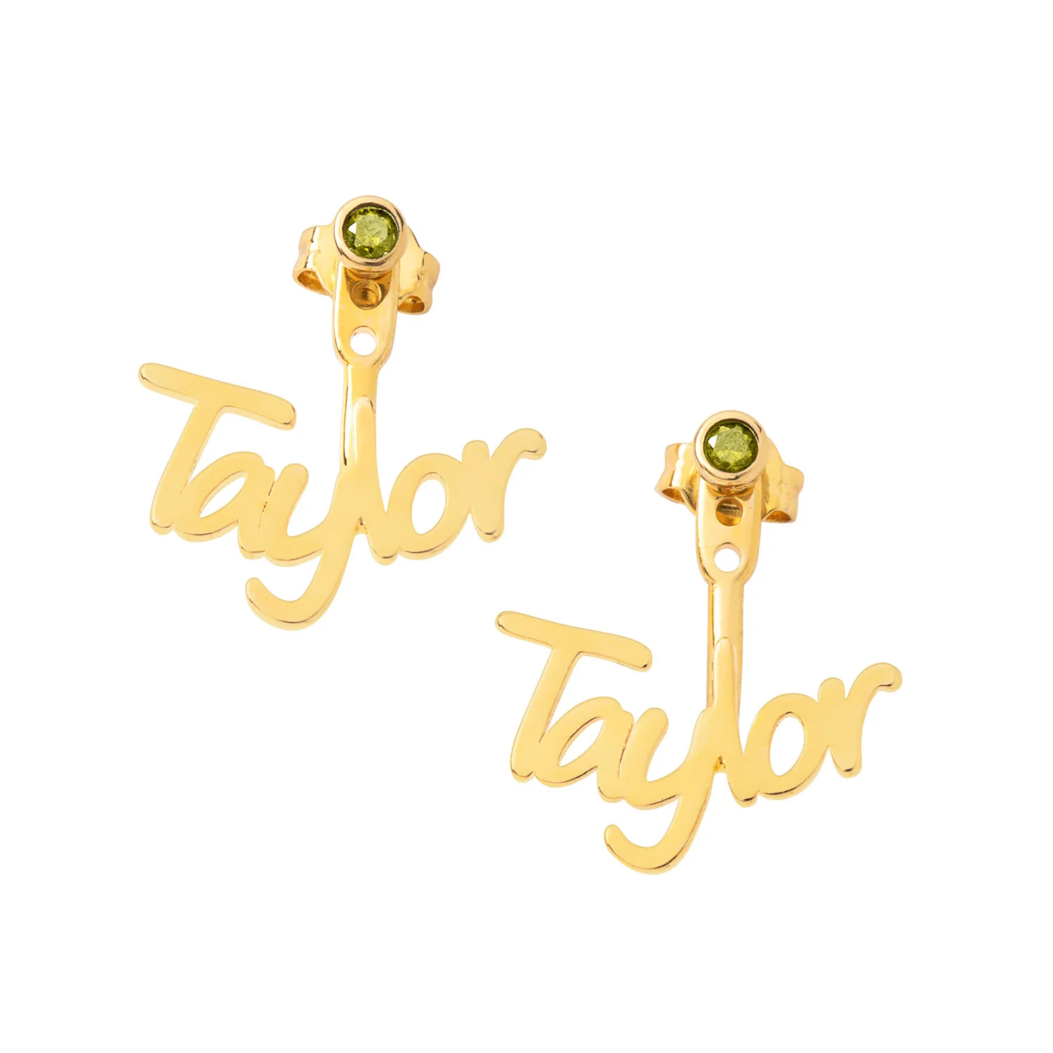 Plated Name and Birthstone Front/ Back Earrings - Image 6