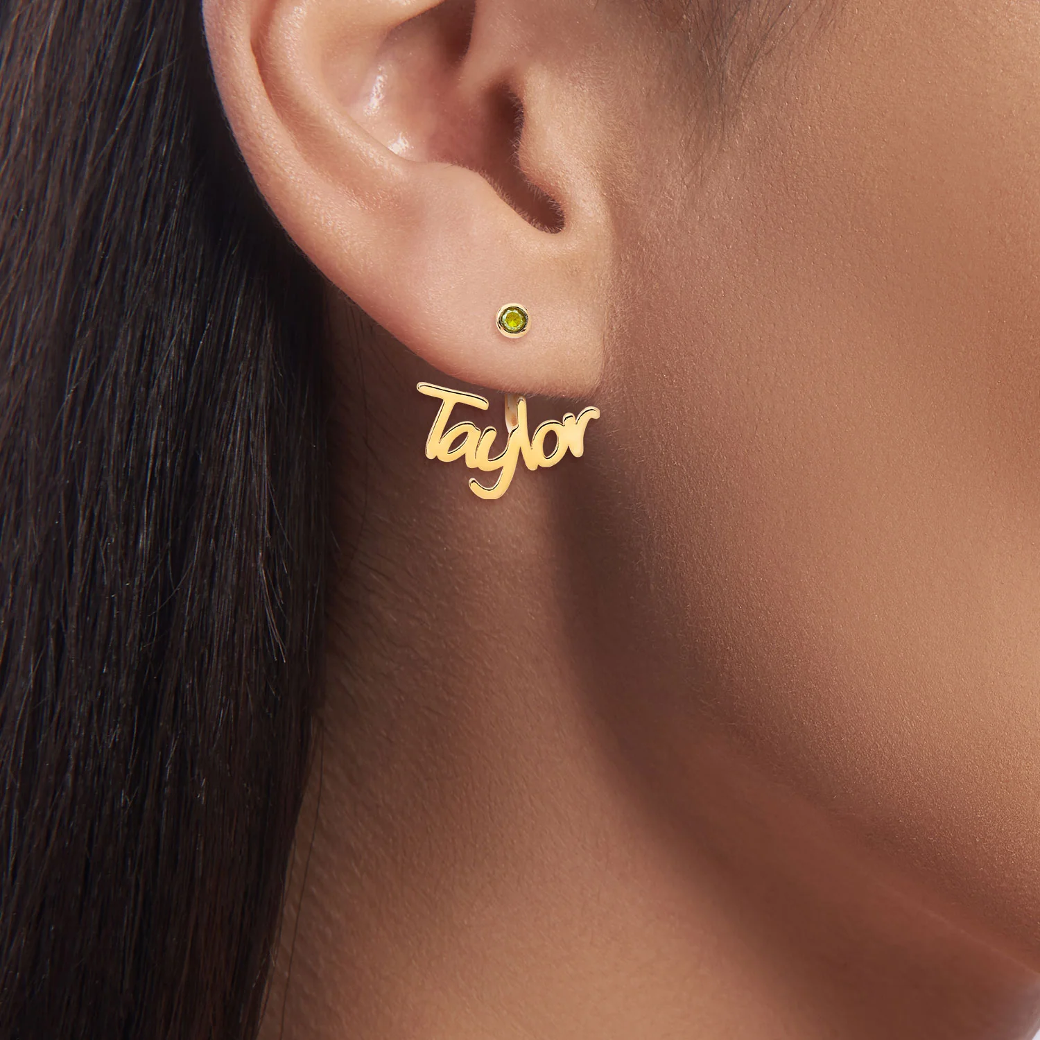Plated Name and Birthstone Front/ Back Earrings - Image 7