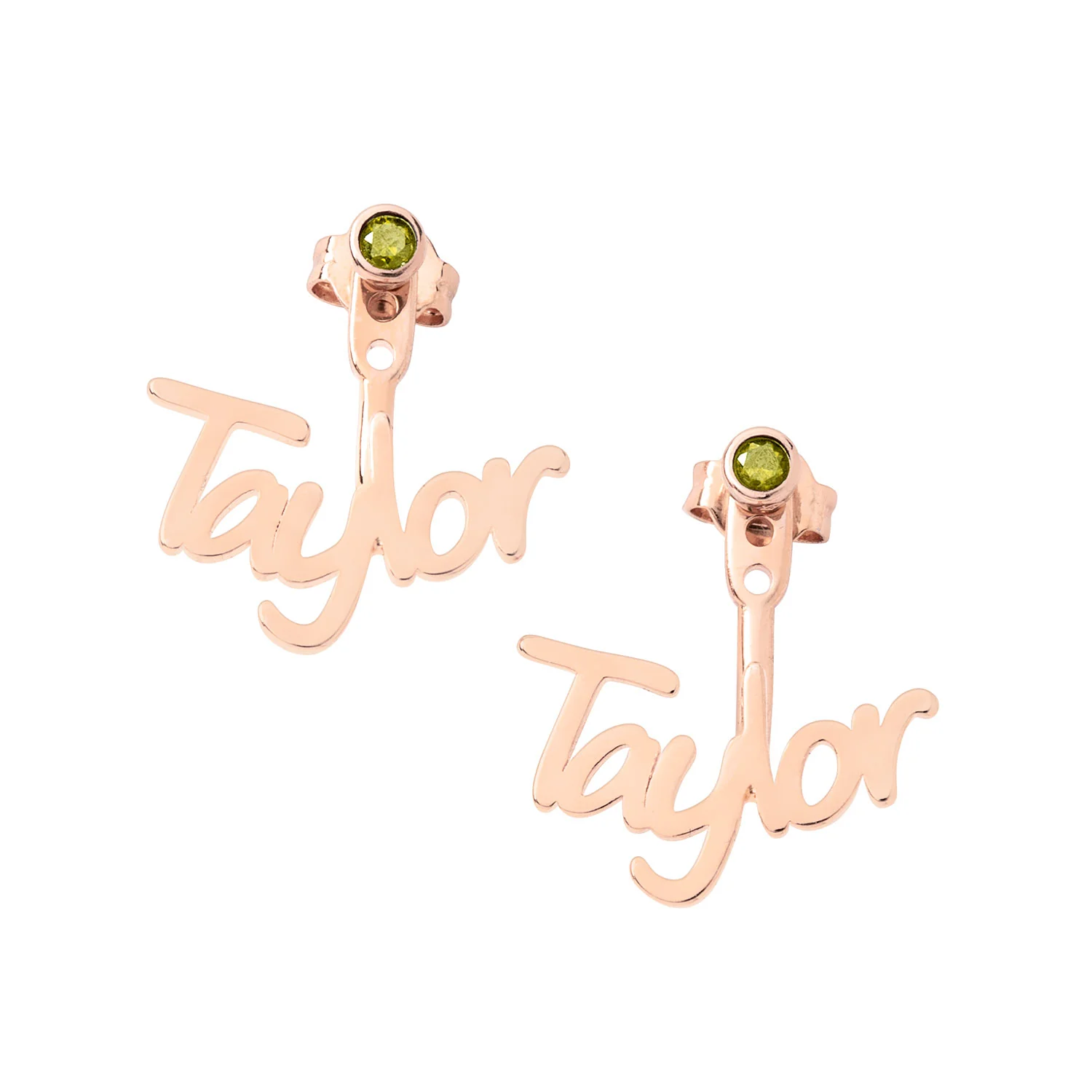 Plated Name and Birthstone Front/ Back Earrings - Image 8