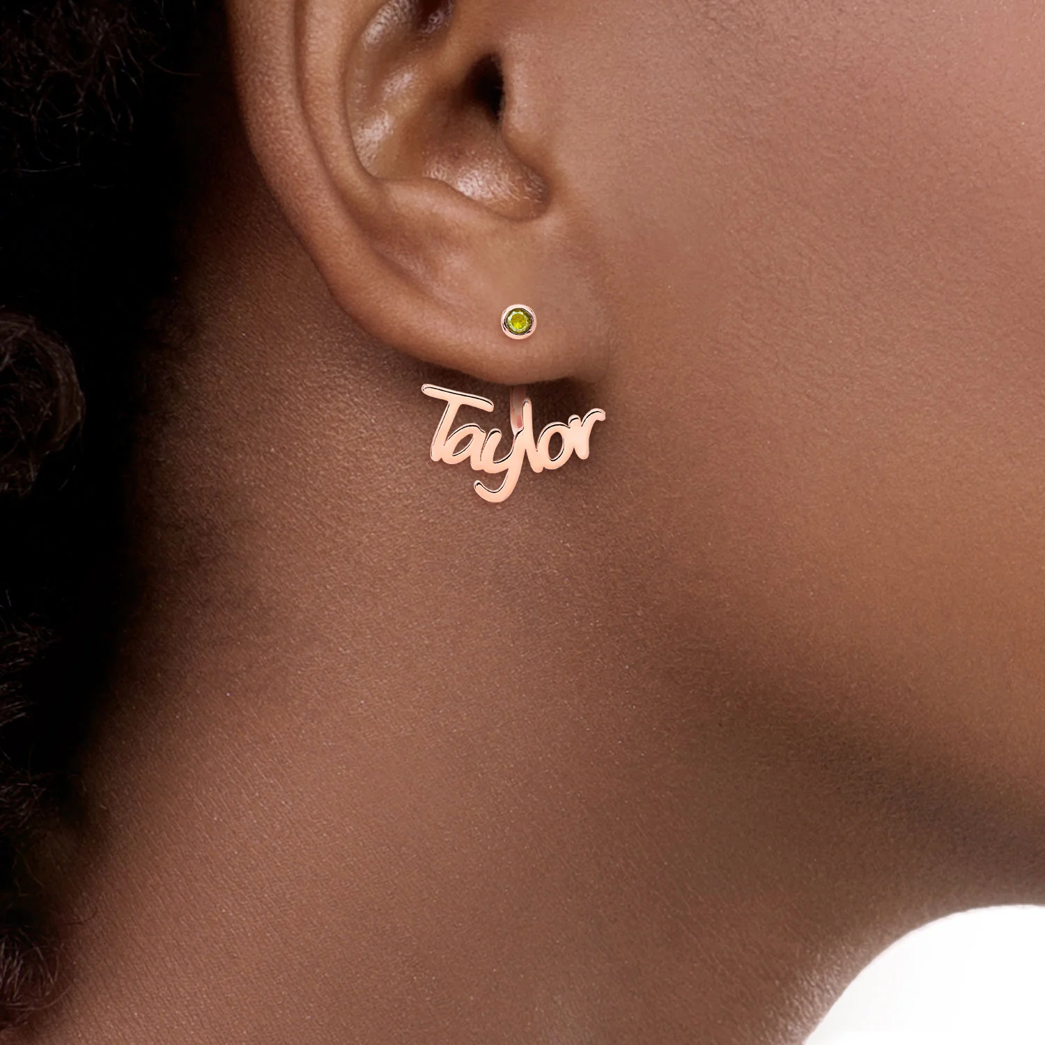 Plated Name and Birthstone Front/ Back Earrings - Image 9