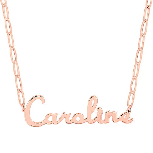 Plated Script Name Paperclip Chain Necklace - Image 6