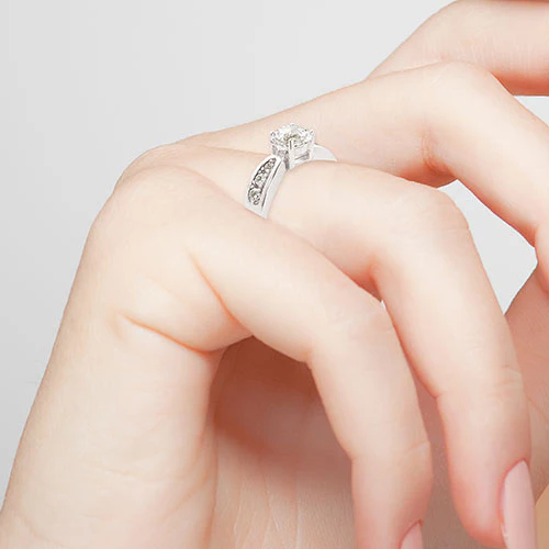 Platinum over Sterling Brilliant White Topaz Engraved Wedding Ring - Image 3
